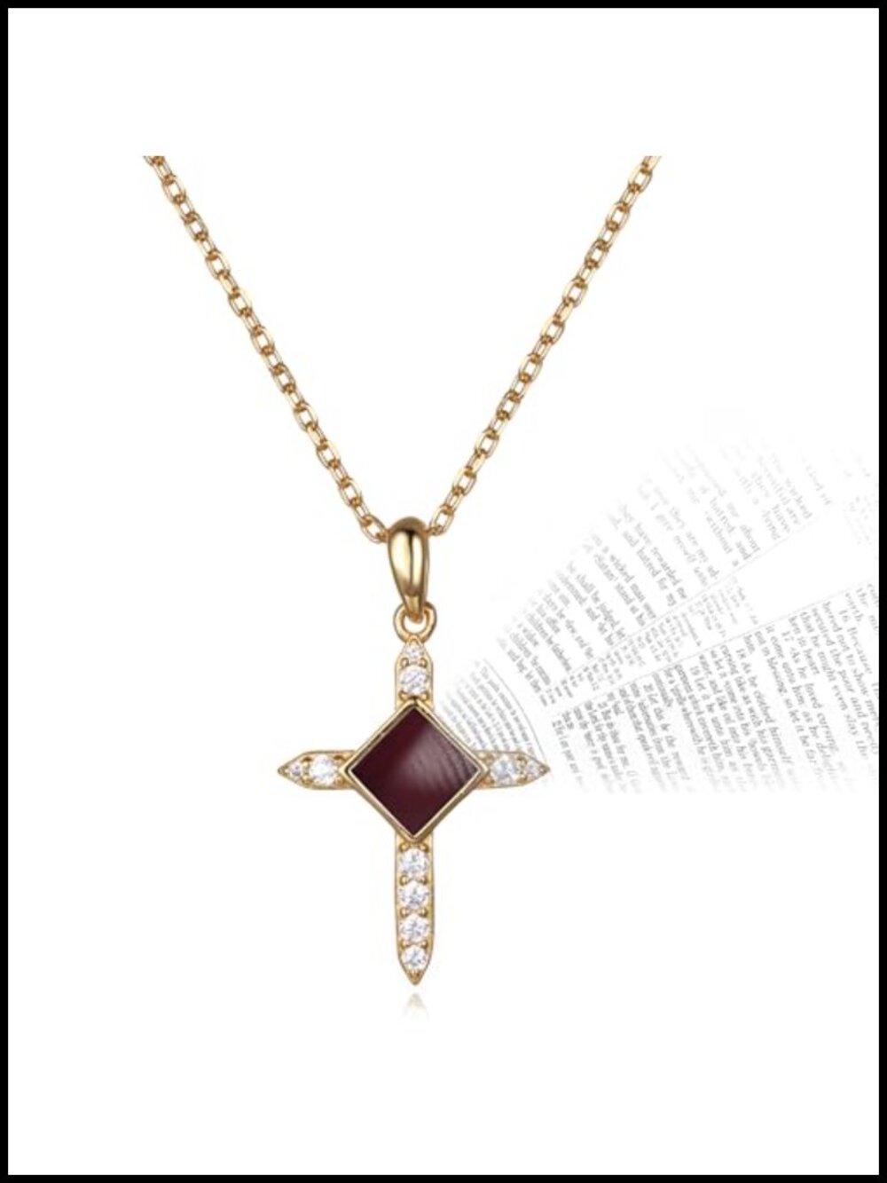 18k Gold Plated Cross Necklace with Nano Bible New Testament